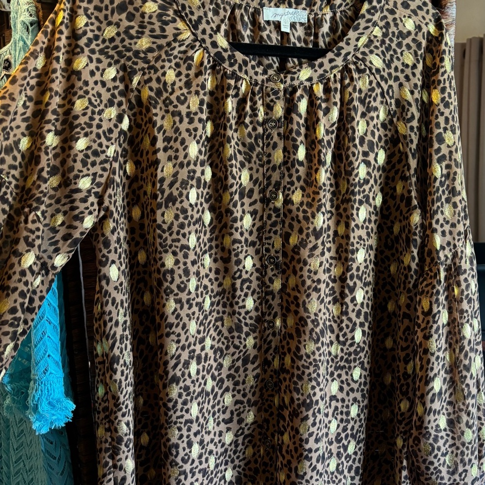 Mystic Leopard Print Blouse - Brown and Tan